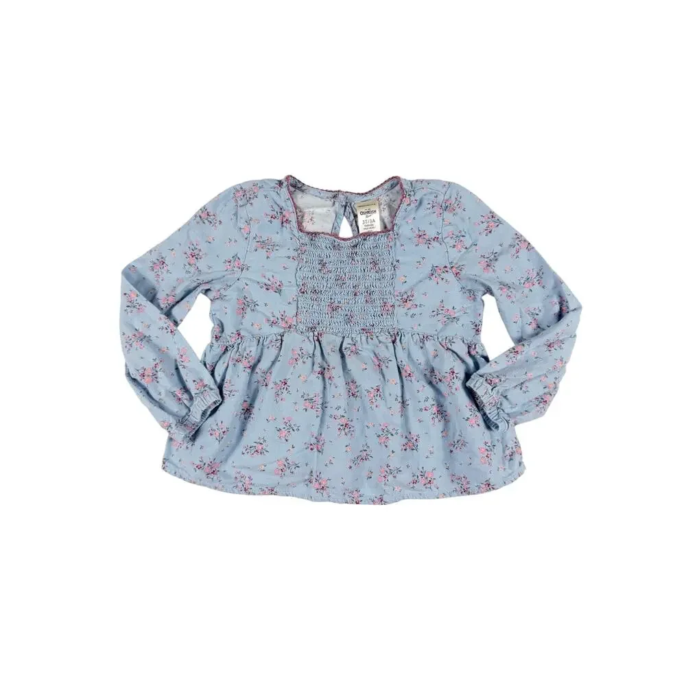 OshKosh B’gosh Floral Smocked Peplum Top & Gap Jegging Pants Outfit Size 3 Years